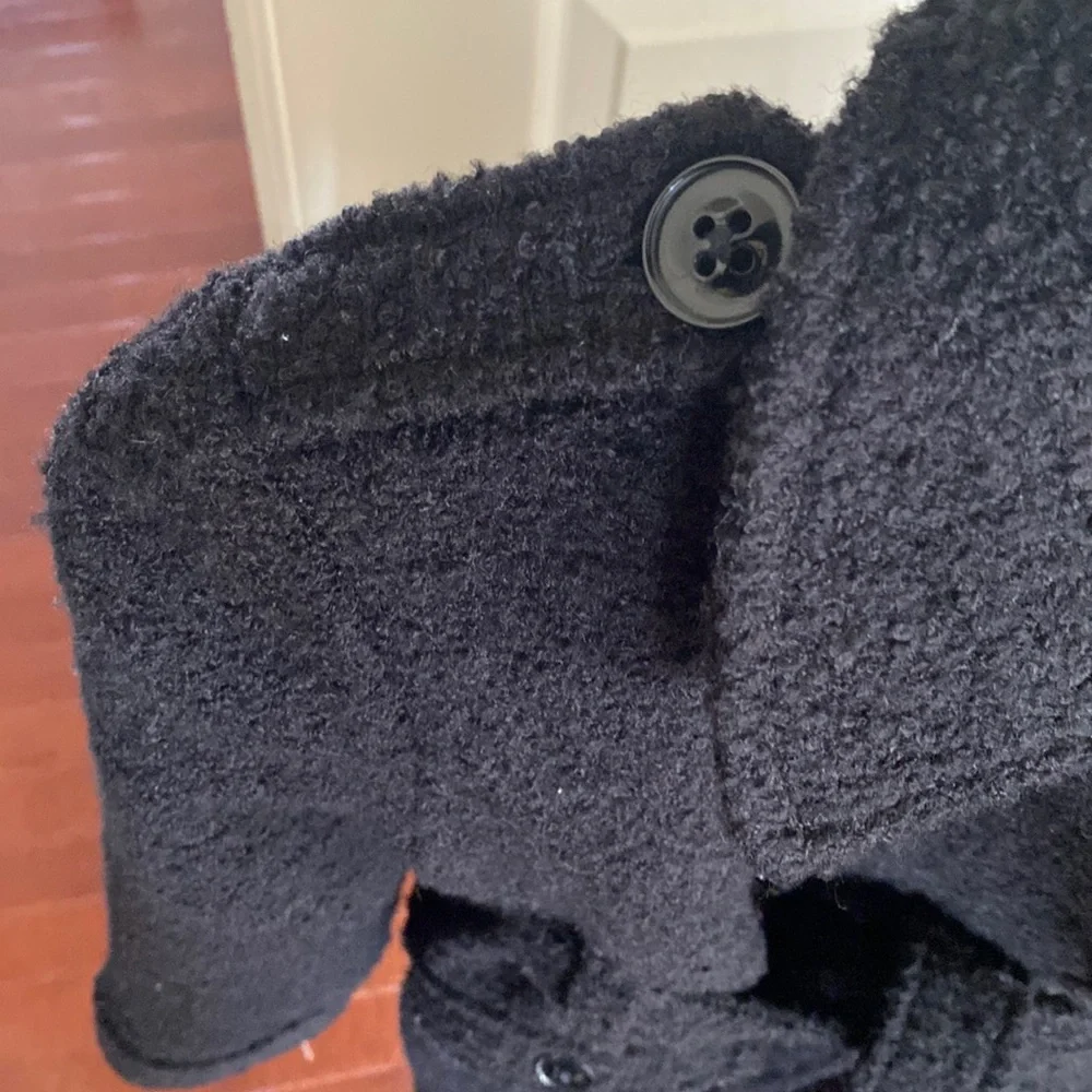 GAP Kids Black Bouclé Belted Pea Coat